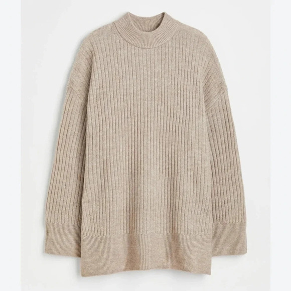 Ribbed Sweater Cream Tan Medium - Picture 1 of 7